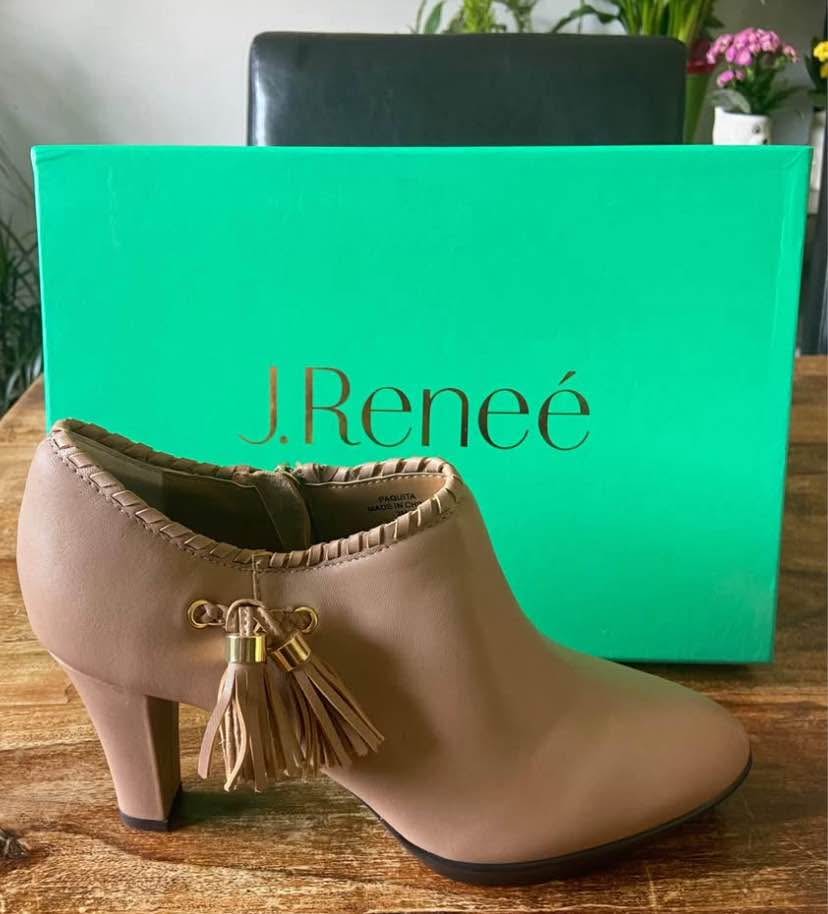 NEW IN BOX: J.Renee Leather Heeled Booties Nude (Size 9) - photo 2