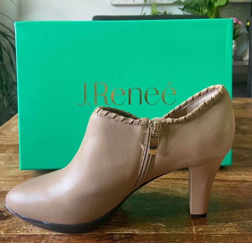 NEW IN BOX: J.Renee Leather Heeled Booties Nude (Size 9) - photo 3