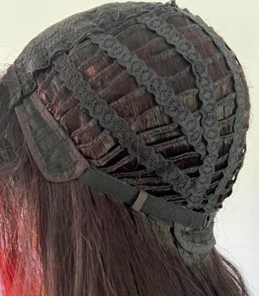 Bright Red Black Ombré Long Wavy/Curly Synthetic Wig image indicator(8)