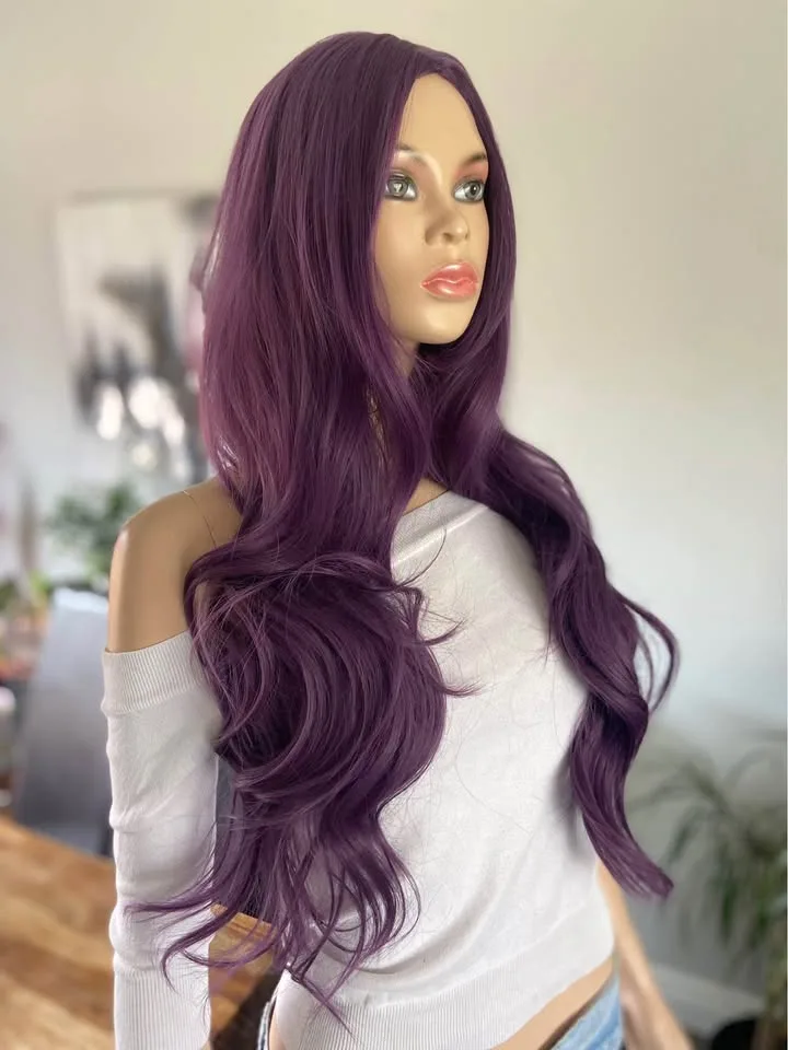 BRAND NEW: 34” Long Wavy Purple Synthetic Wig (2287) image indicator(2)