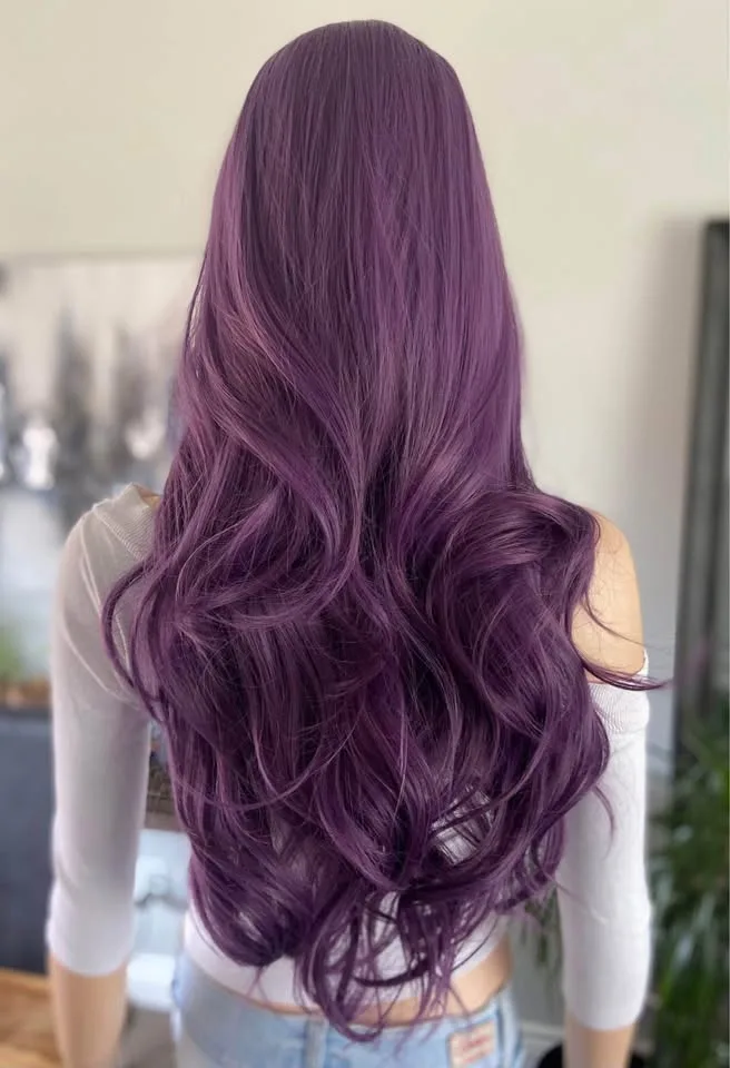 BRAND NEW: 34” Long Wavy Purple Synthetic Wig (2287) image indicator(4)