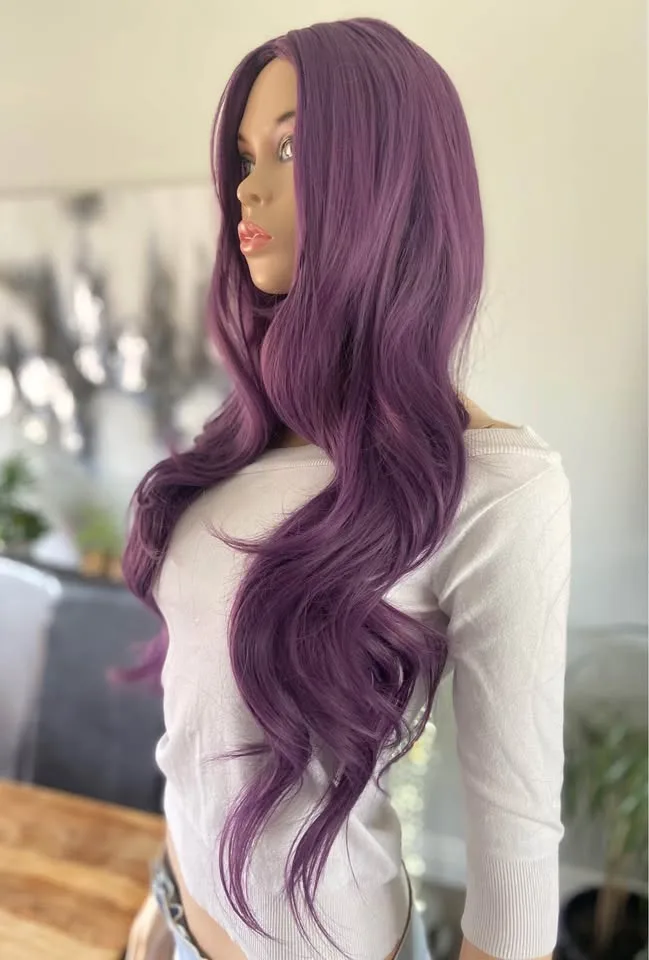 BRAND NEW: 34” Long Wavy Purple Synthetic Wig (2287) image indicator(5)