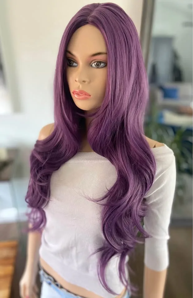 BRAND NEW: 34” Long Wavy Purple Synthetic Wig (2287) image indicator(6)