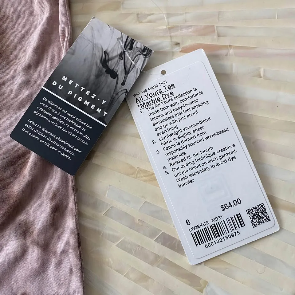 NWT Lululemon All Yours Marble Dye Tee - Size 6 image indicator(4)