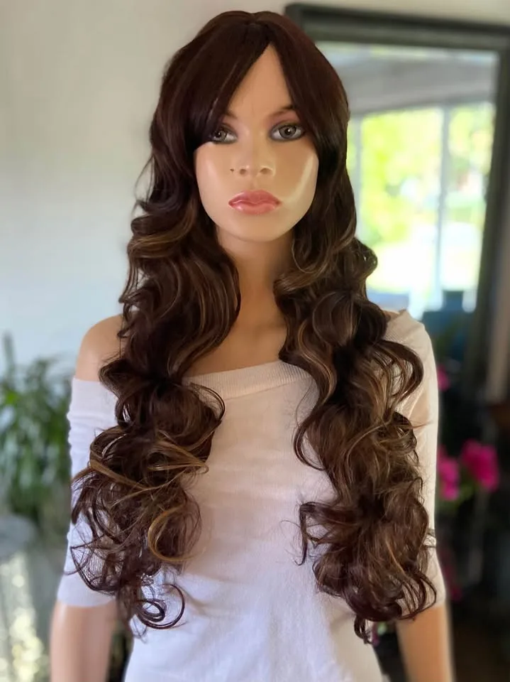 28” Wig - Dark Brown Caramel Highlights image indicator(2)