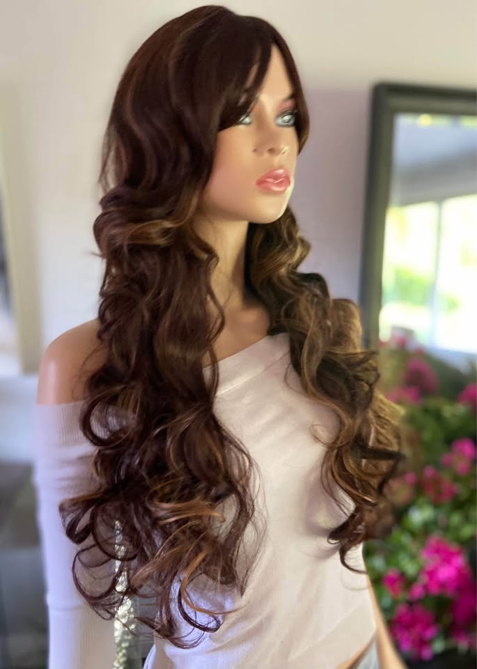 28” Wig - Dark Brown Caramel Highlights - photo 4