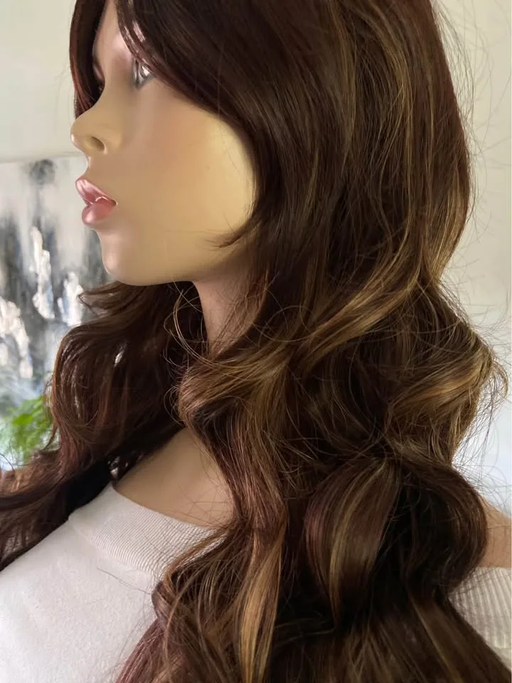 28” Wig - Dark Brown Caramel Highlights image indicator(7)
