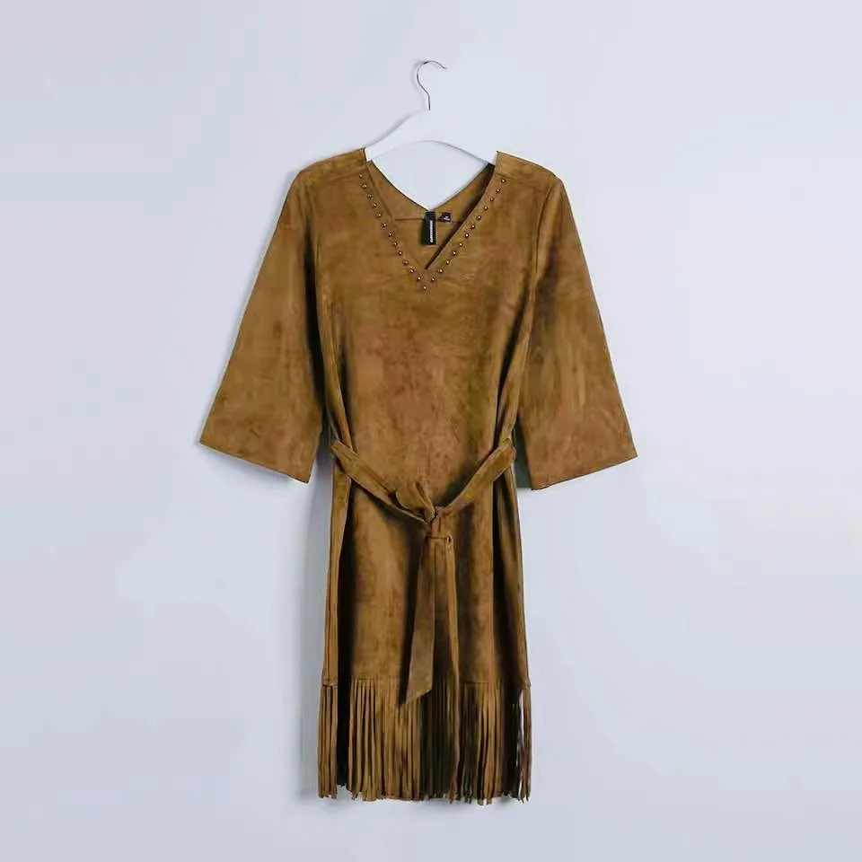 C&A Long Sleeve Fringe Dress - Size S thumbnail