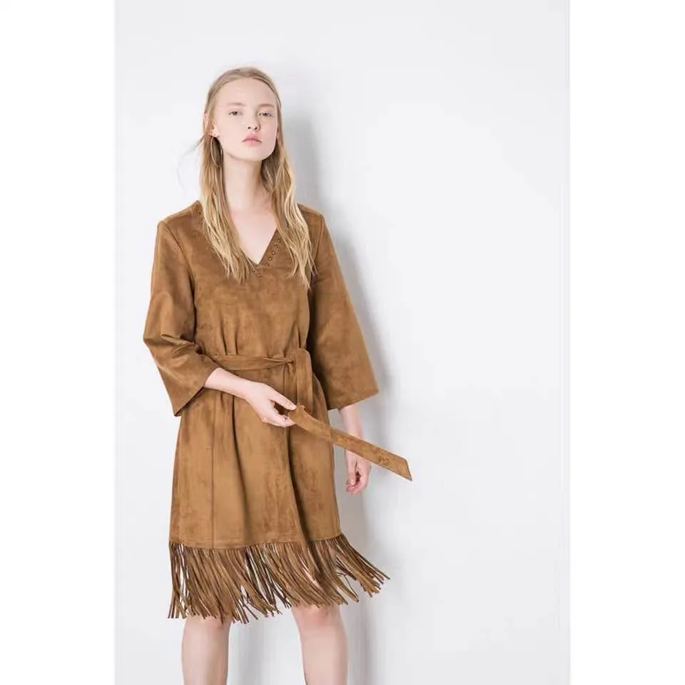 C&A Long Sleeve Fringe Dress - Size S image indicator(2)