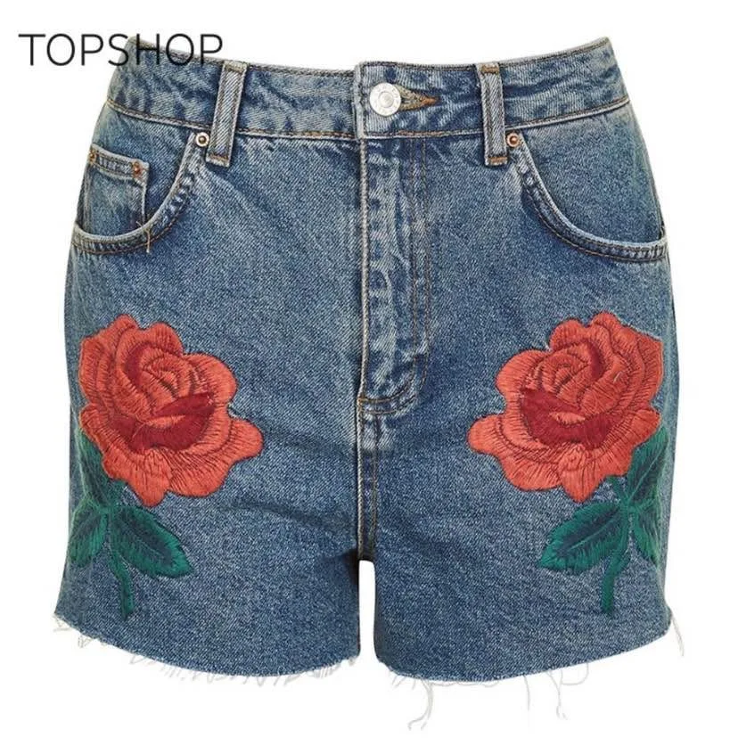 Topshop Rose Denim Shorts - Size 8 thumbnail