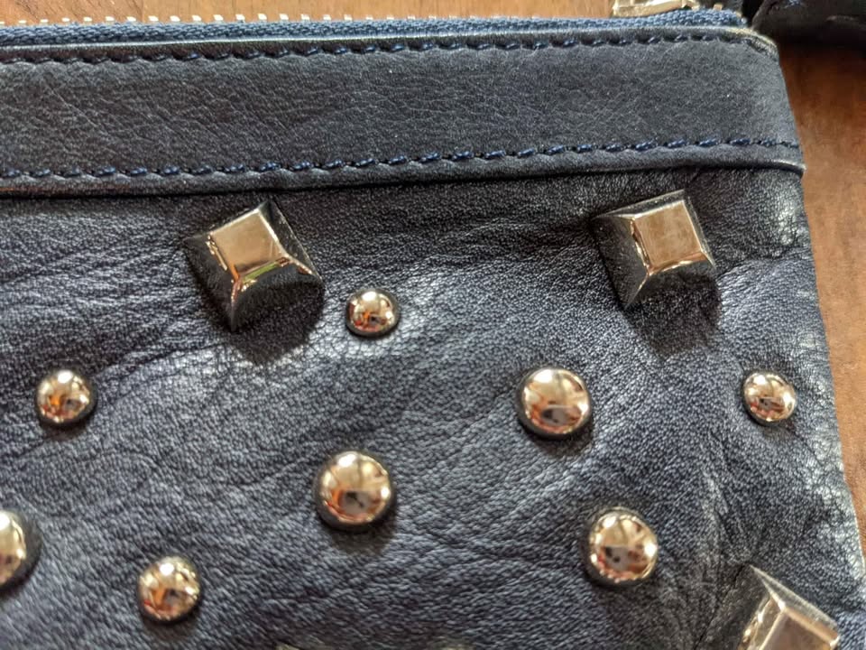 Real Leather Pouch/Clutch with metal studs - photo 2