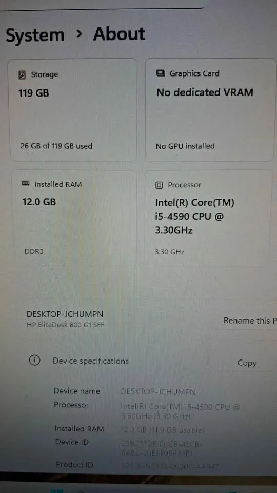 HP Elitedesk 800G1 PC, 128 GB SSD, 160GB HDD, Windows 11 Pro image indicator(7)