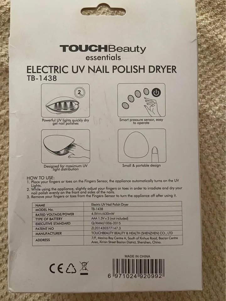 UV Nail Polish Dryer, by Touch Beauty. *New in Box! image indicator(3)