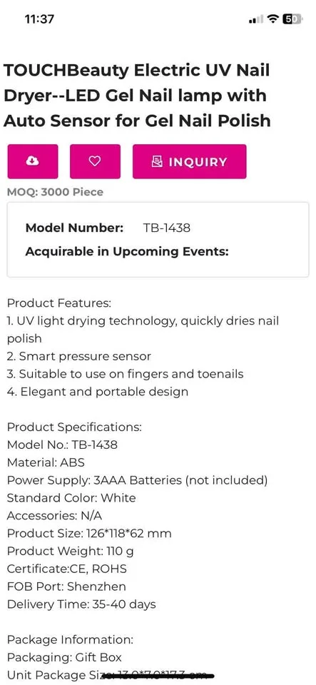 UV Nail Polish Dryer, by Touch Beauty. *New in Box! image indicator(9)