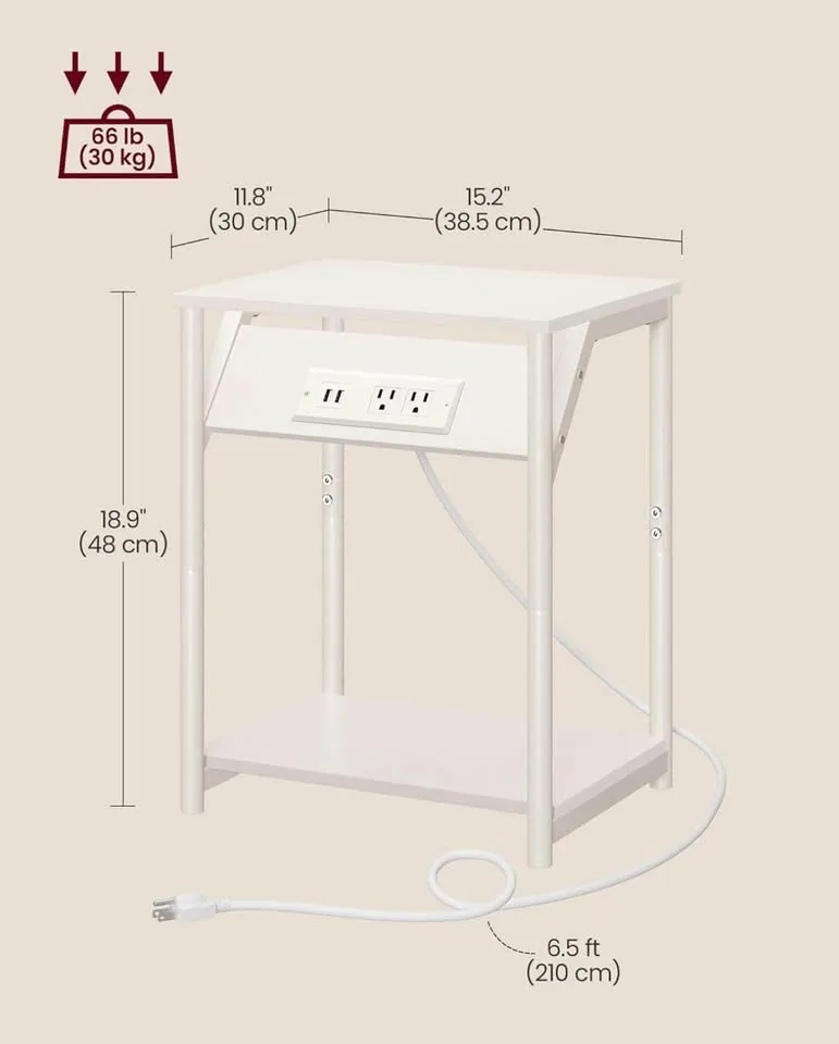 VASAGLE End Tables with Charging Station - Set of 2 image indicator(2)