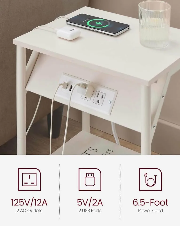VASAGLE End Tables with Charging Station - Set of 2 image indicator(3)