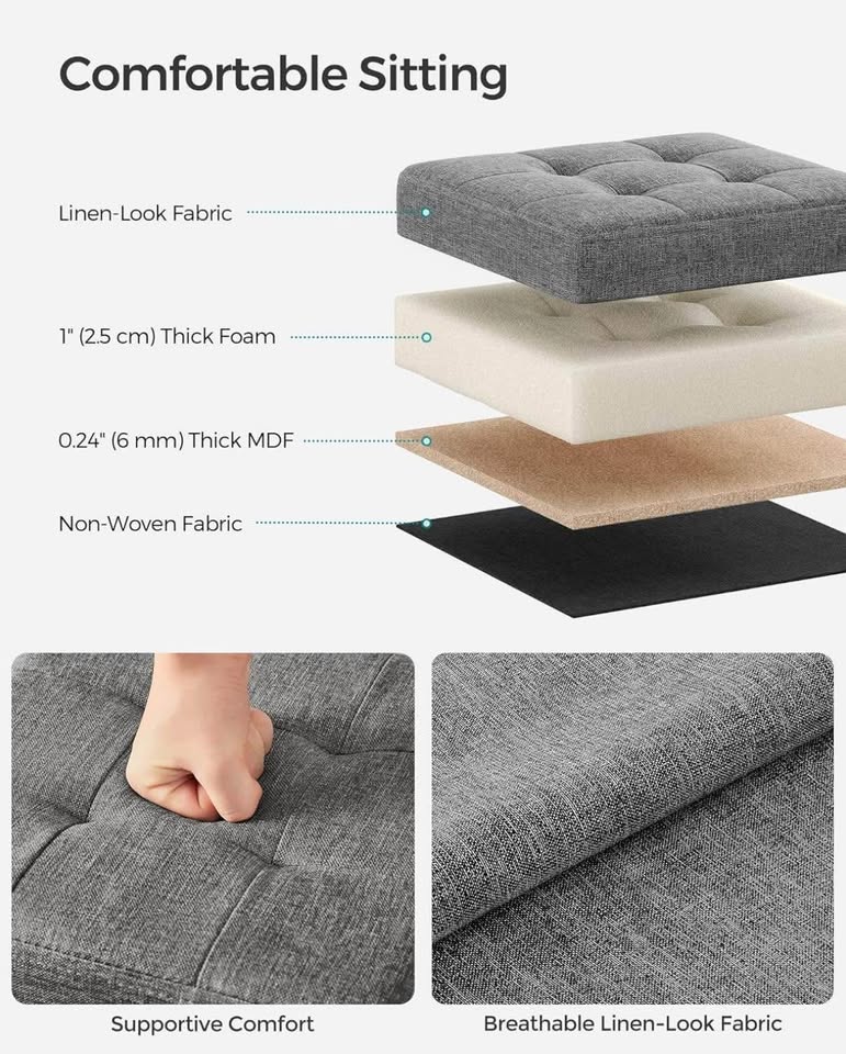 SONGMICS Folding Storage Ottoman – Brand New, Dark Gray – $20 - photo 2