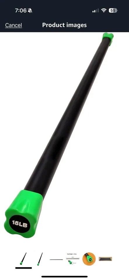 Steel Weighted Bar w/Padded Foam, 15 Pounds image indicator(2)