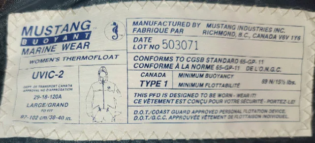 2 Mustang Buoyancy Marine Wear jackets. Medium and Large image indicator(6)