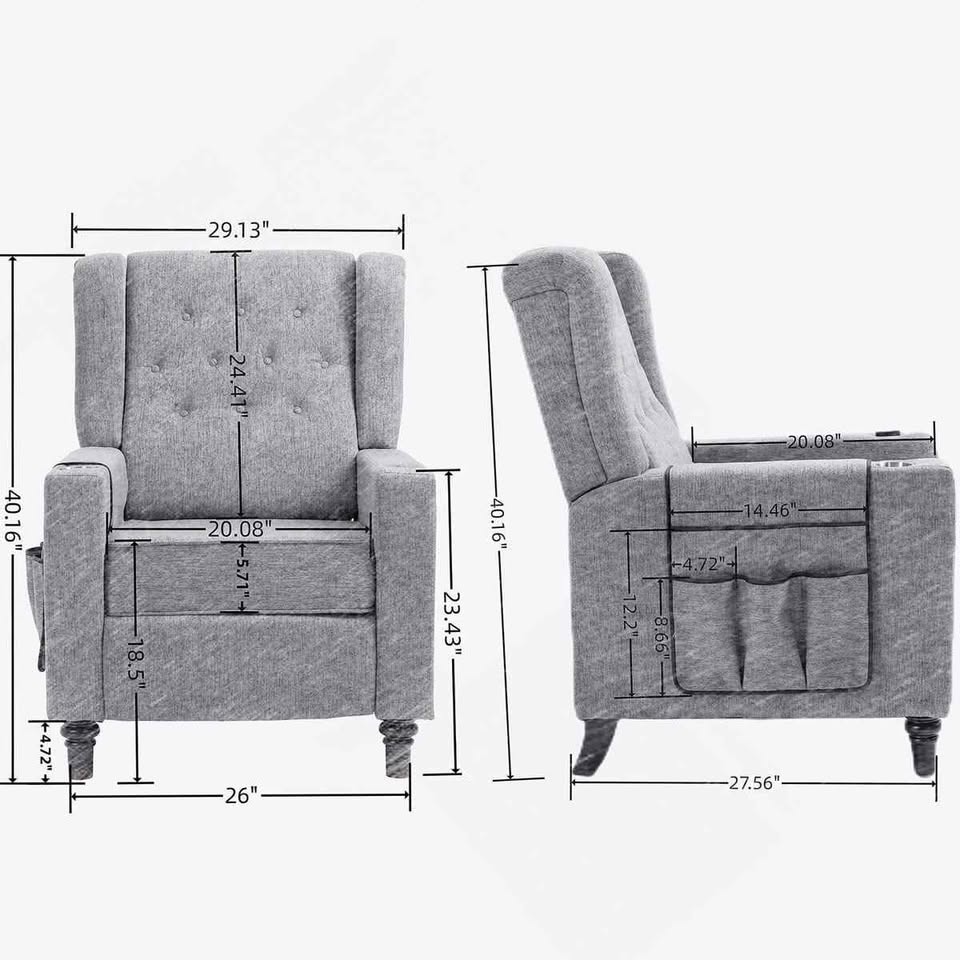 Recliner chair with armrests, modern tufted wingback - photo 2