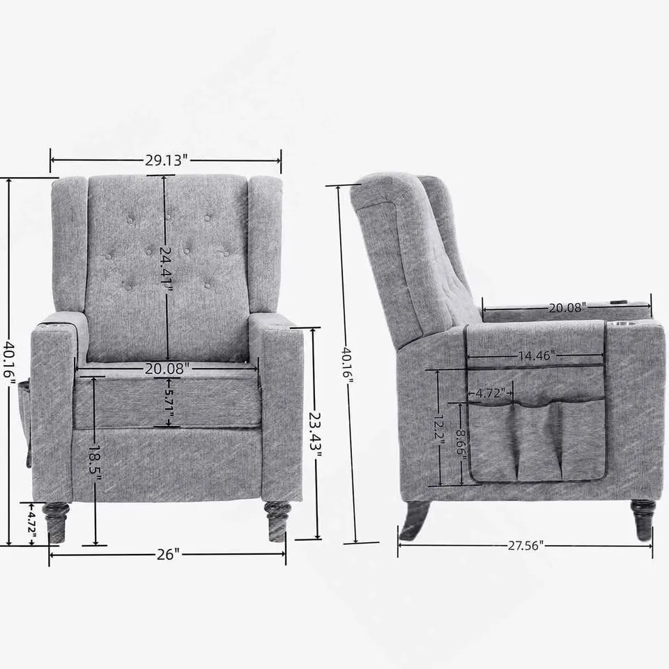 Recliner chair with armrests, modern tufted wingback image indicator(2)