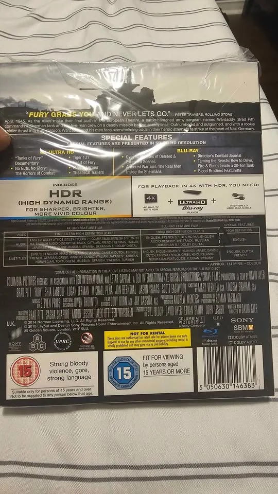 FURY 4K BLU RAY WITH SLIP. (NEW) image indicator(2)