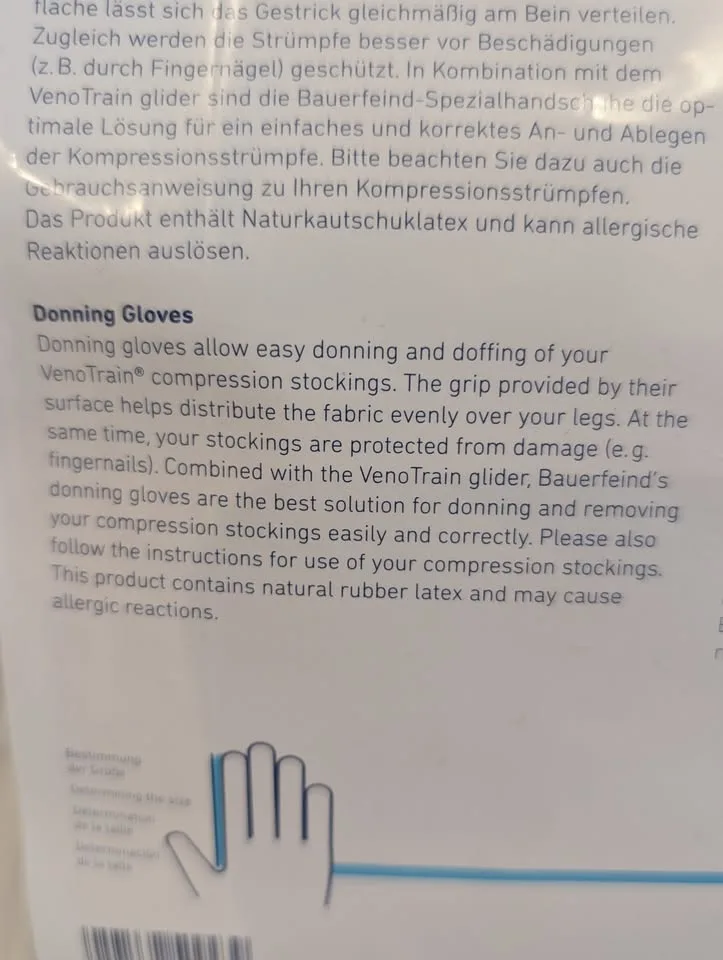 New Bauerfeind VenoTrain rubber donning gloves image indicator(3)