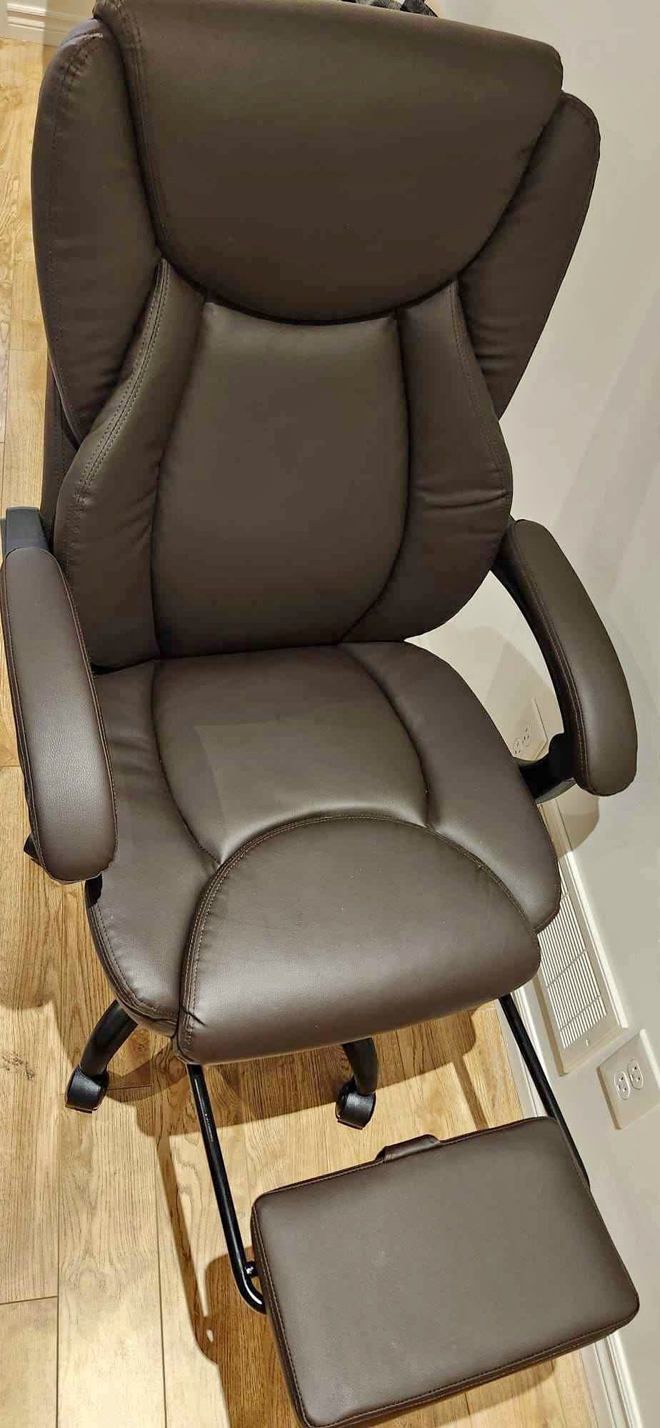 Ergonomic Leather Office Chair with Footrest & Lumbar