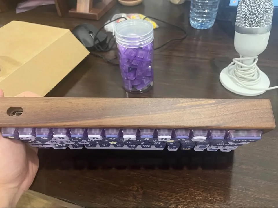 Hot-swappable wooden keyboard wireless/wired 3 mode image indicator(3)