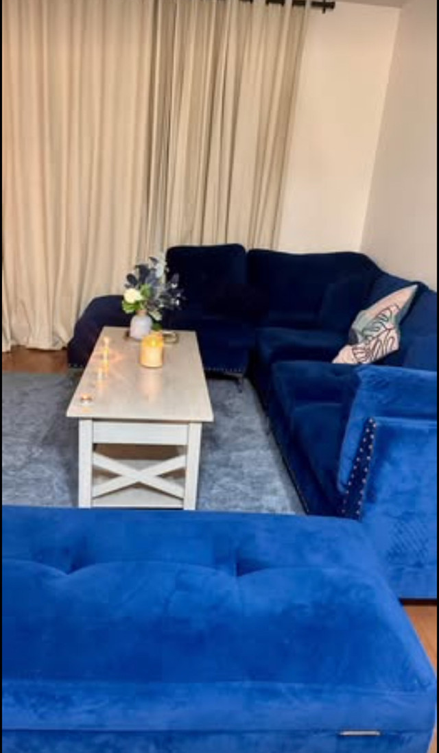 Luxurious Royal Blue Velvet Sectional Sofa- Excelle