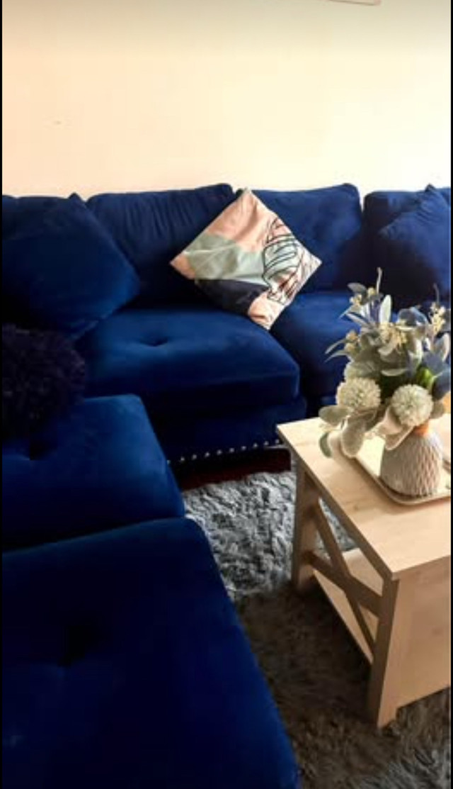 Luxurious Royal Blue Velvet Sectional Sofa- Excelle - photo 5