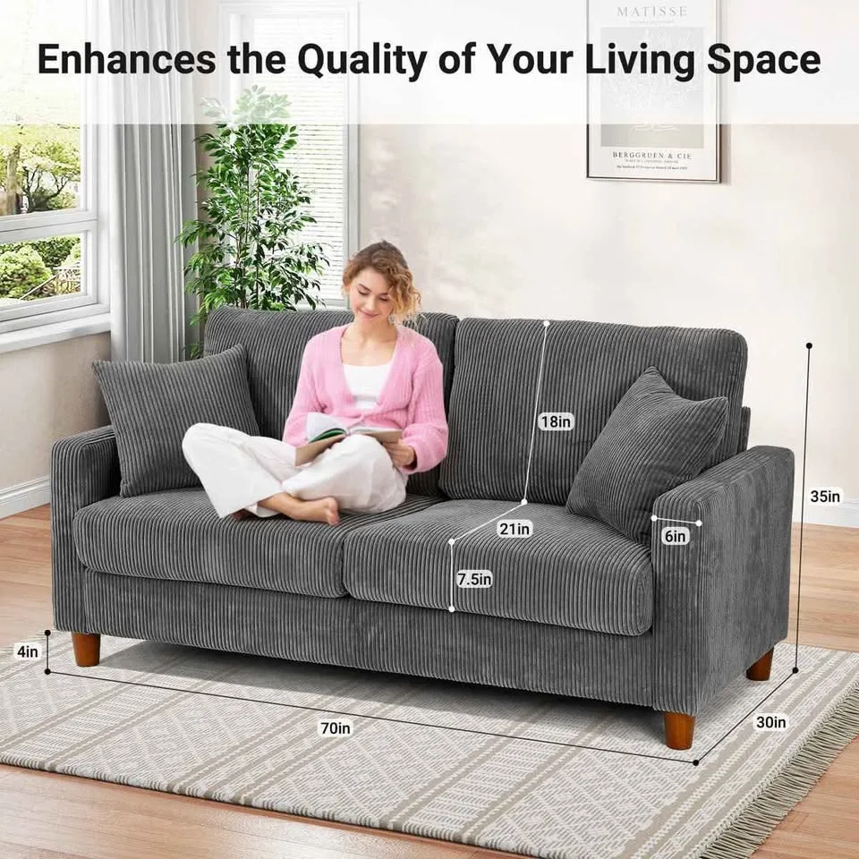 2-seater corduroy sofa image indicator(3)