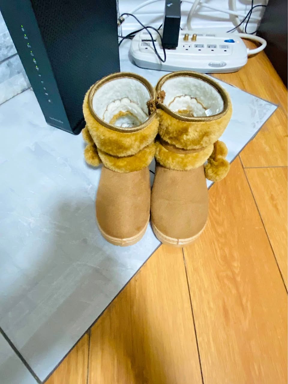 Cozy Kids' Snow Boots - Fluffy Pom-Pom, Fleece, Rubber Sole