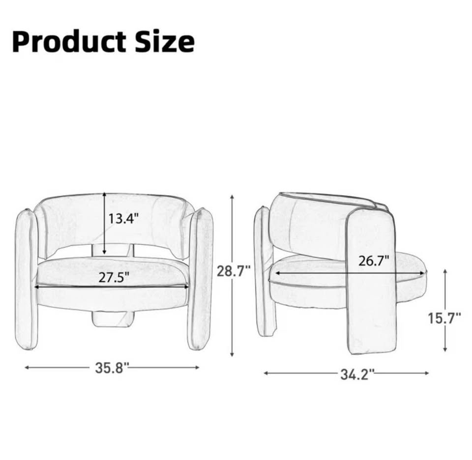 Super Soft Wide 3-Legs Upholstered Accent Chair - photo 4