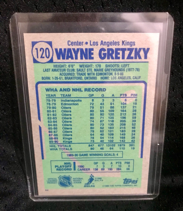 1990-91 Topps Wayne Gretzky #120 LA Kings NHL (Error Card) - photo 2