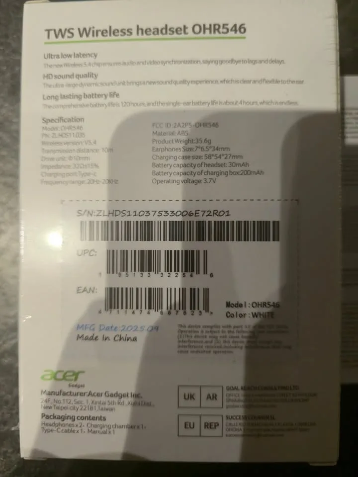 White Acer OHR-546 image indicator(3)