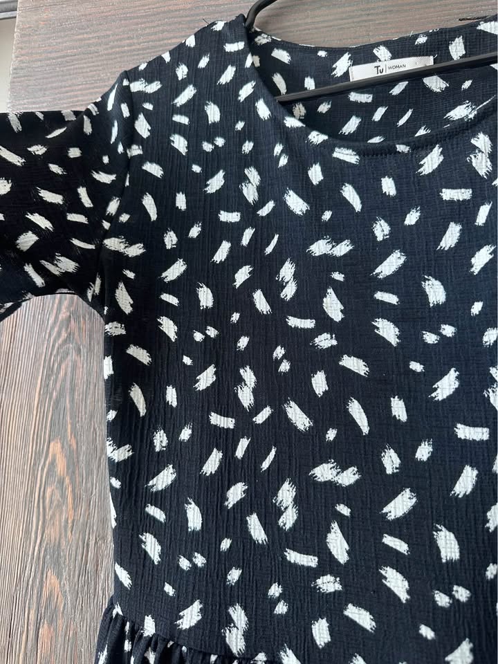 Monochrome paint graphic print dress UK 8 / US 4 - photo 3