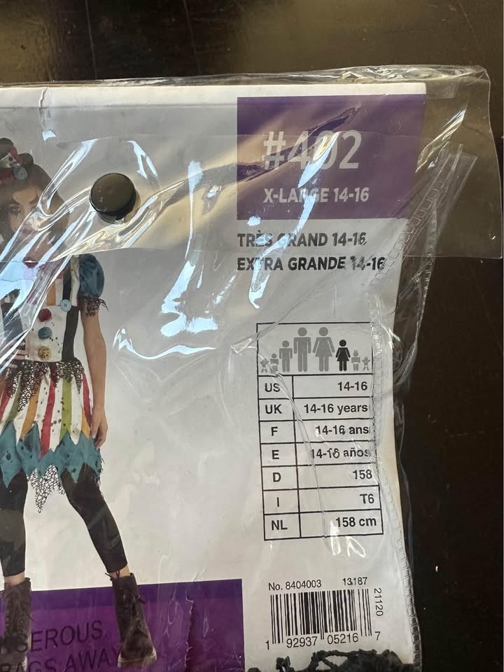 NEW female Creepy clown 14-16yrs Halloween costume - photo 3