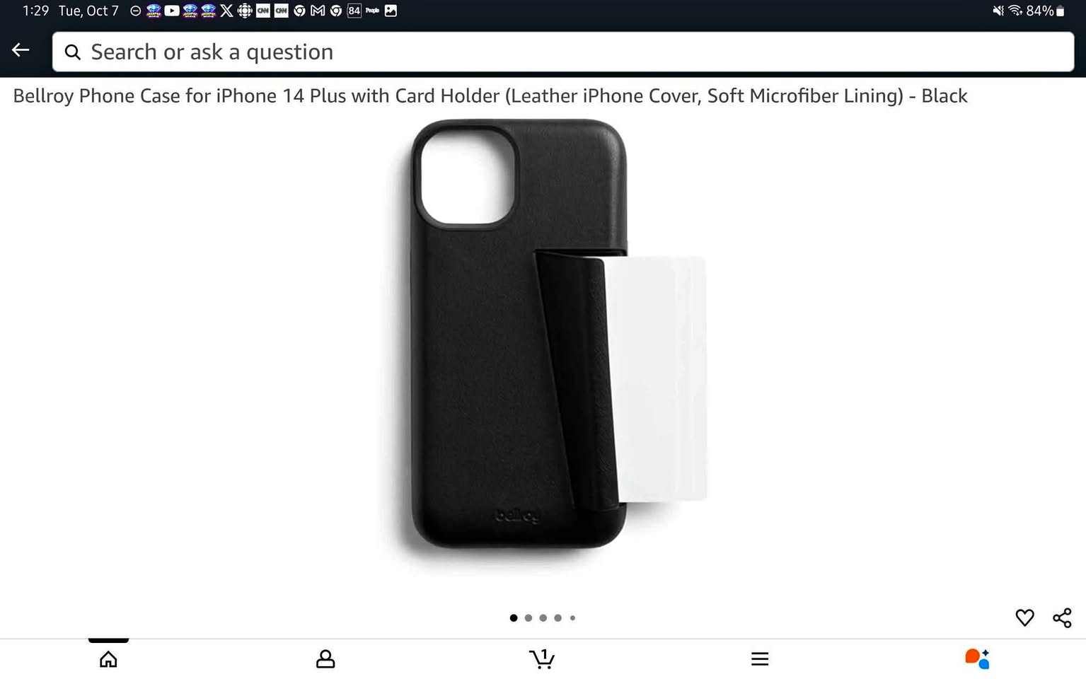 Bellroy leather case for iPhone 14 plus, with card holder