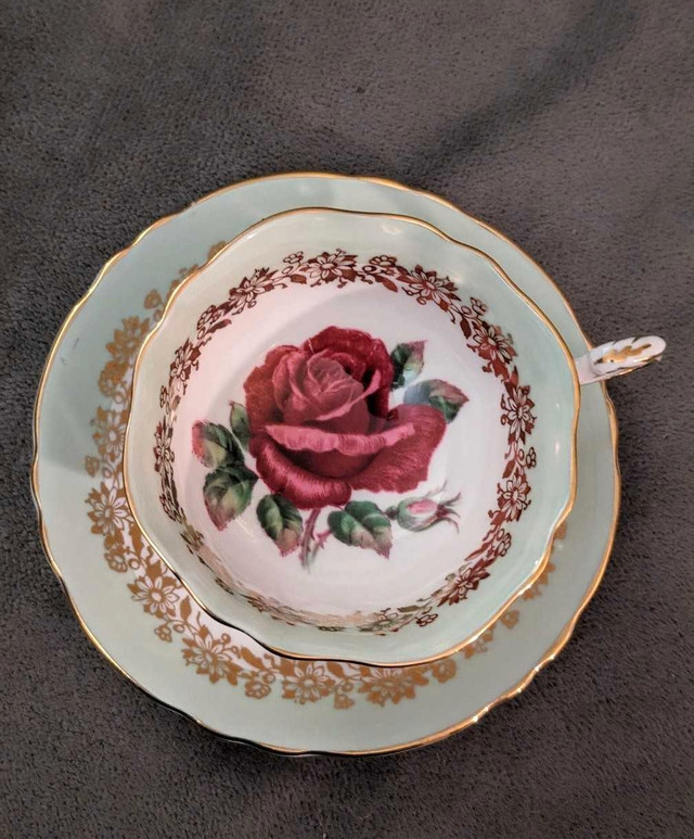 Vintage Paragon Teacup Saucer Rare Floating Cabbage Rose 1960s