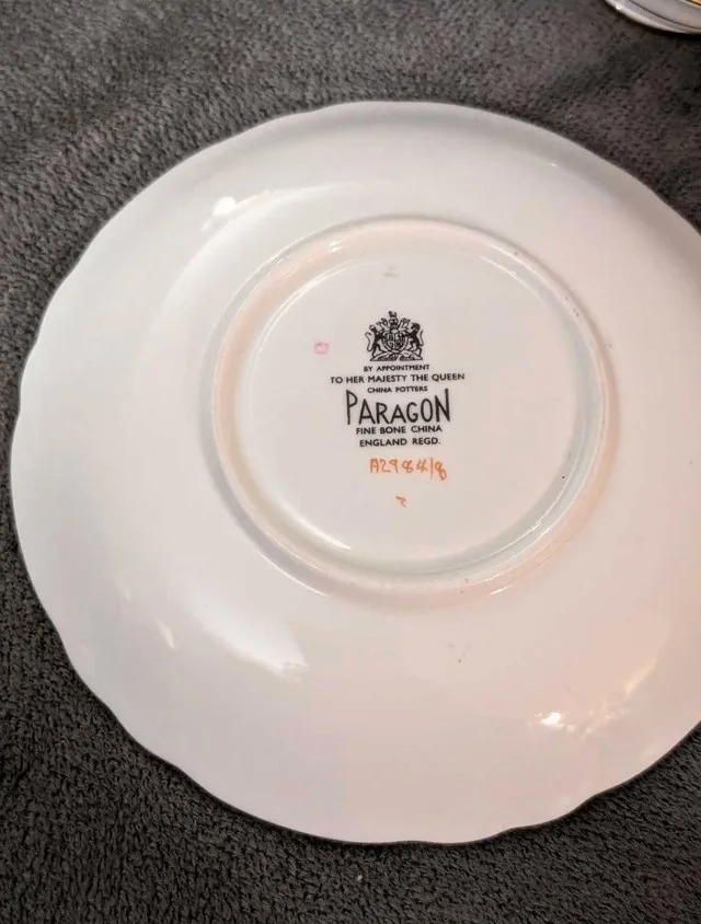 Vintage Paragon Teacup Saucer Rare Floating Cabbage Rose 1960s image indicator(7)