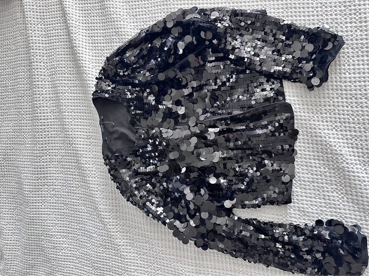 Black sequin open cardigan
