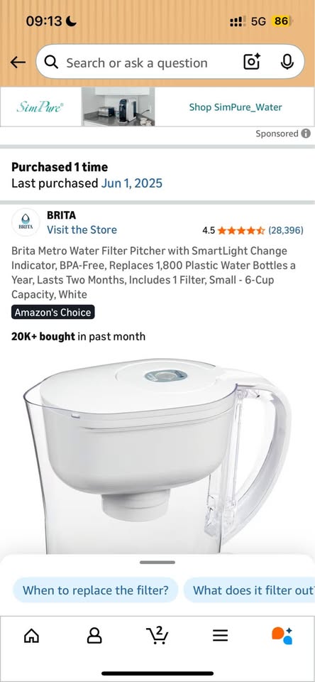Brita water filter (almost like new) - photo 2