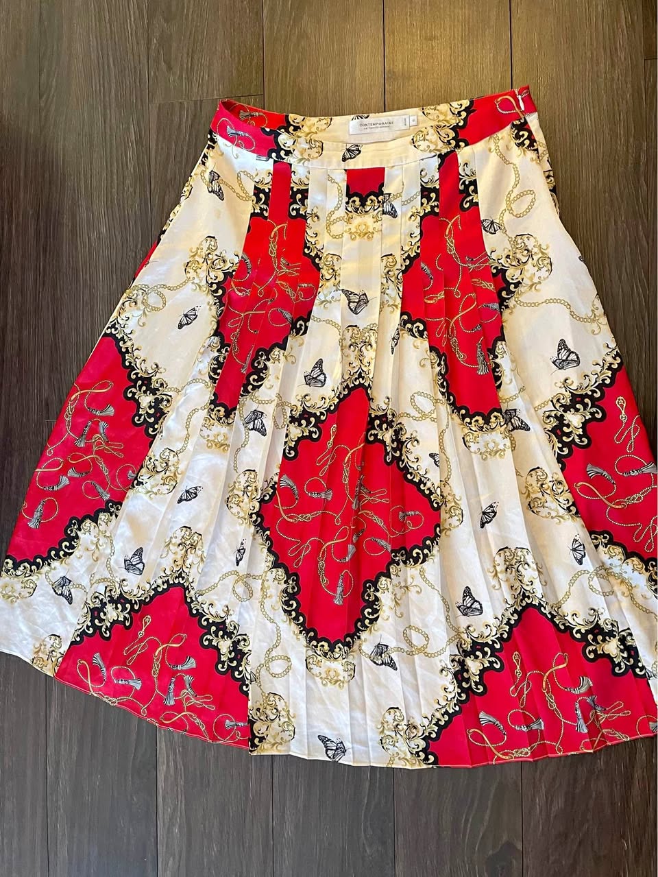 Scarf-print pleated skirt - size 10