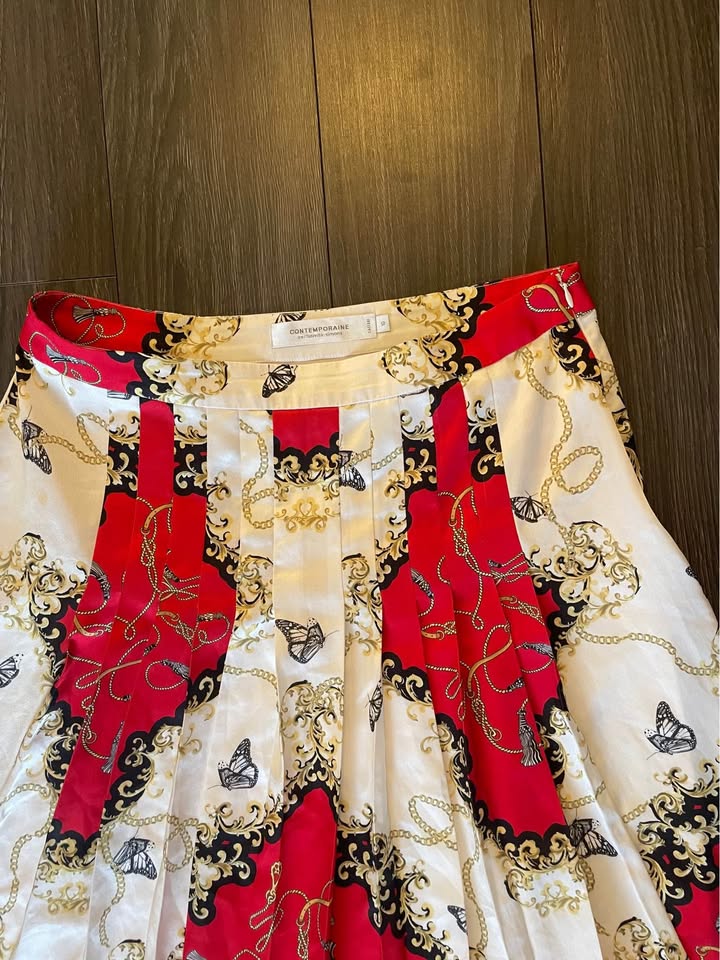 Scarf-print pleated skirt - size 10 - photo 2