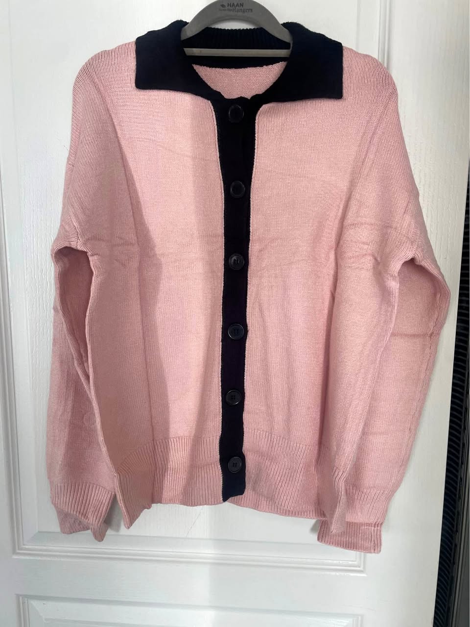 Pink and Black Knit Cardigan - Large