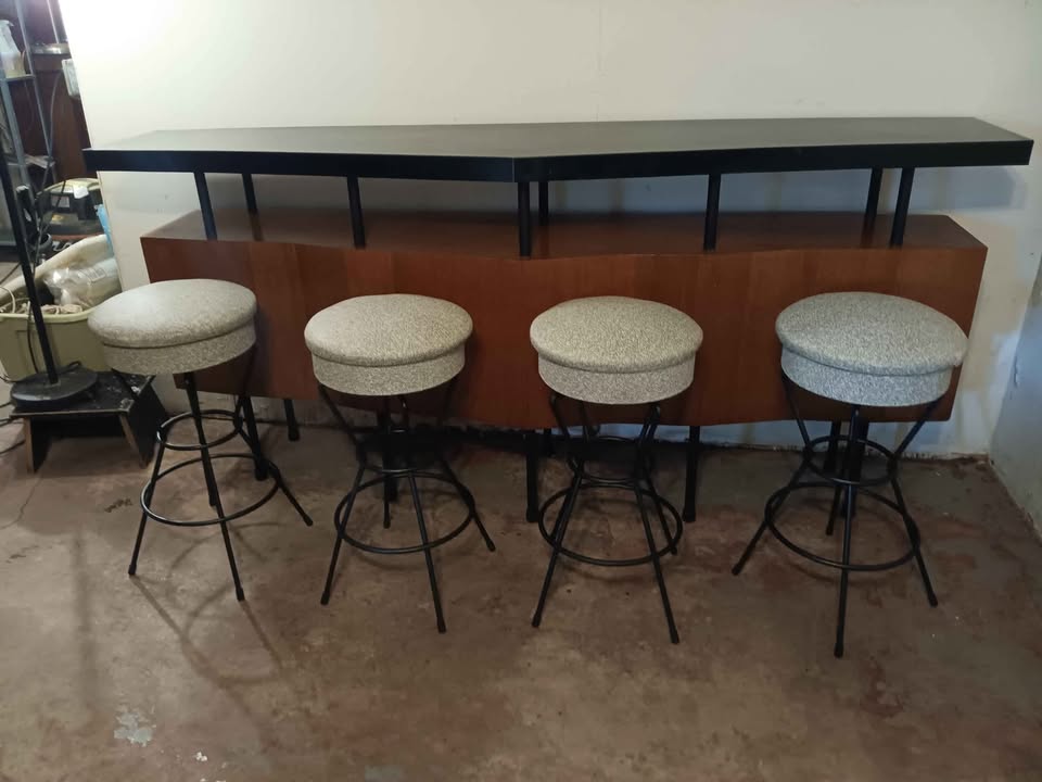 Mid-Century Bar and Original Stools from the 1960's