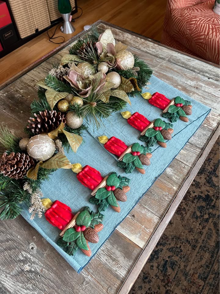 Christmas Candles Set of 5 Vintage Wall Mount Hanging - photo 3