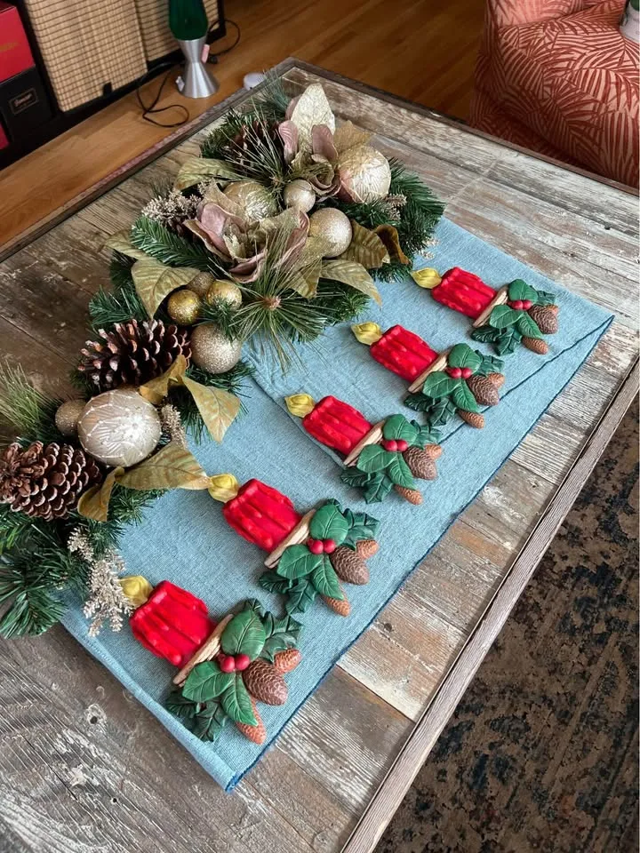 Christmas Candles Set of 5 Vintage Wall Mount Hanging image indicator(3)