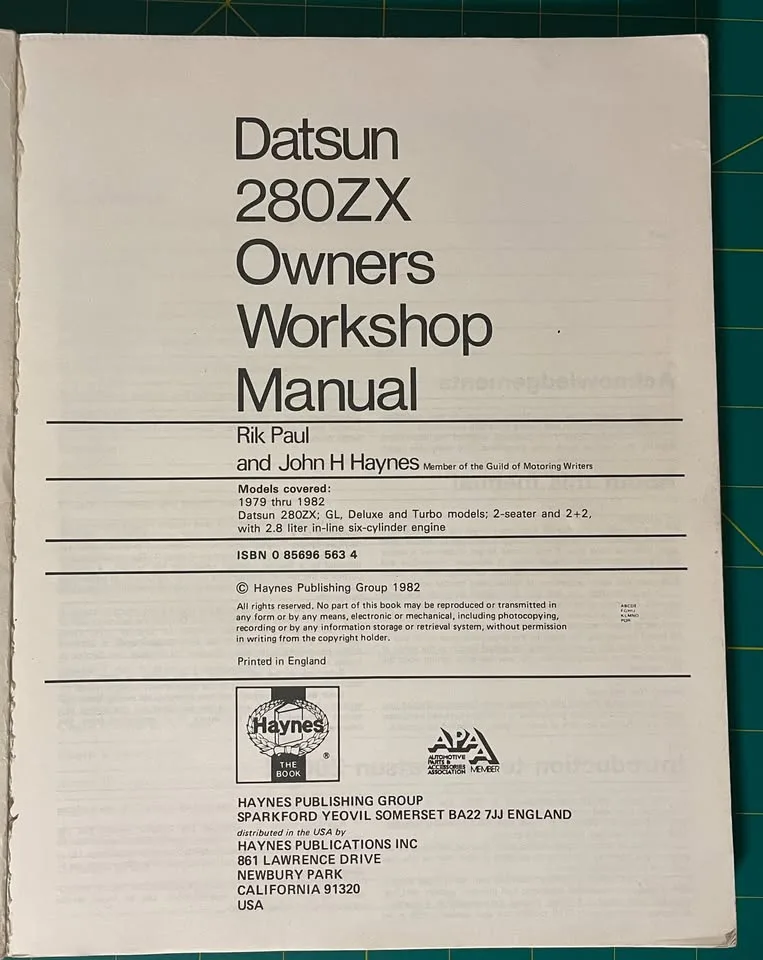 Datsun 280ZX Haynes Manual 1979–1982 image indicator(3)